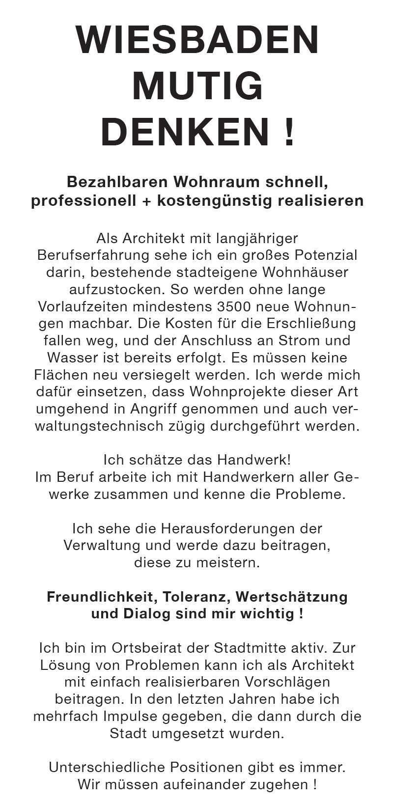 Elmar Krebber Wahlprogramm, Oberbürgermeister-Wahl Wiesbaden, Wahl Wiesbaden 2025, Oberbürgermeister-Wahl, Elmar Krebber Oberbürgermeister