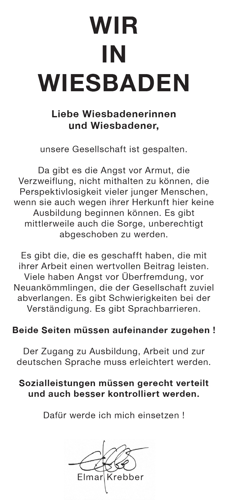 Elmar Krebber Wahlprogramm, Oberbürgermeister-Wahl Wiesbaden, Wahl Wiesbaden 2025, Oberbürgermeister-Wahl, Elmar Krebber Oberbürgermeister